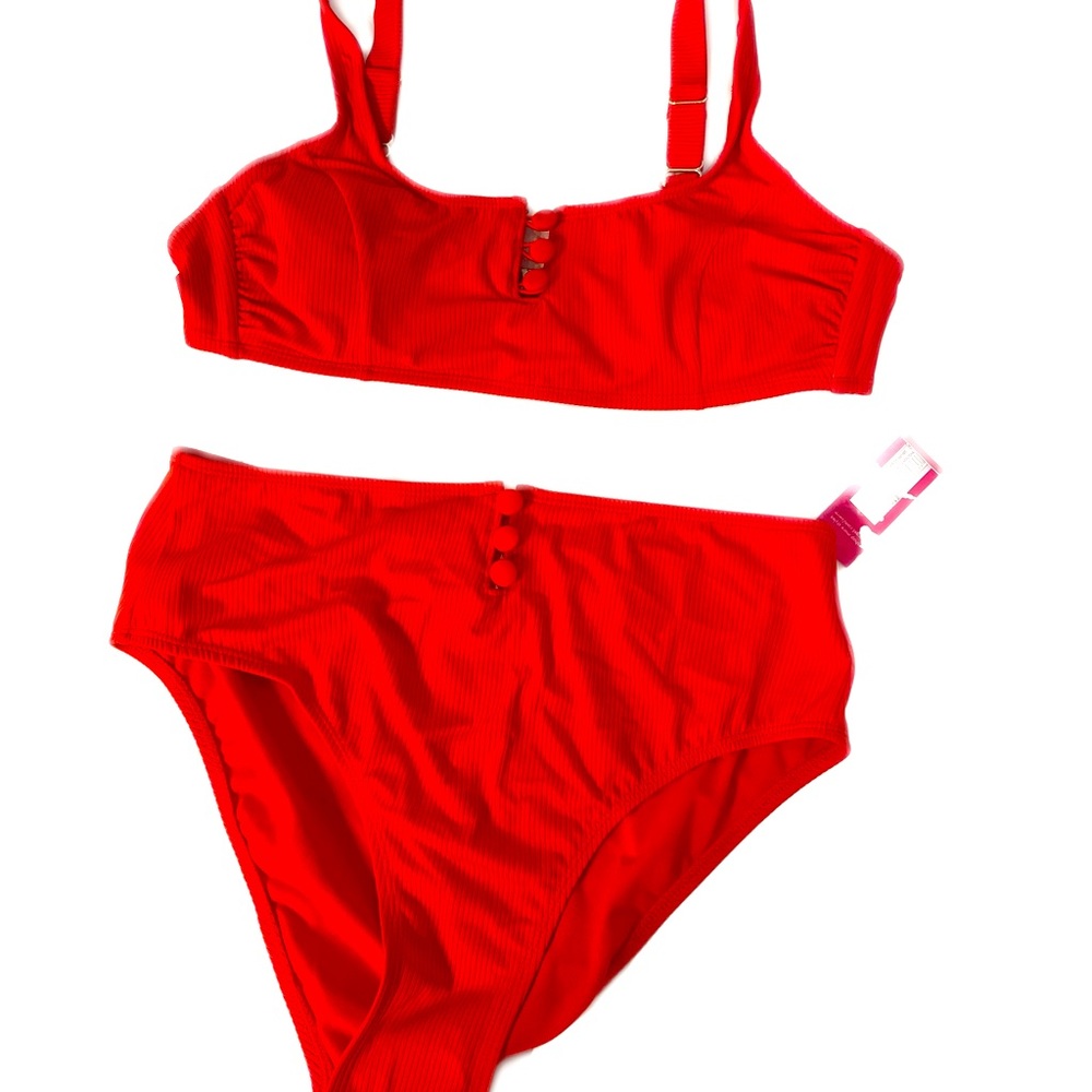 NWT Red Xhiliration high waist bikini sz XL ribbed